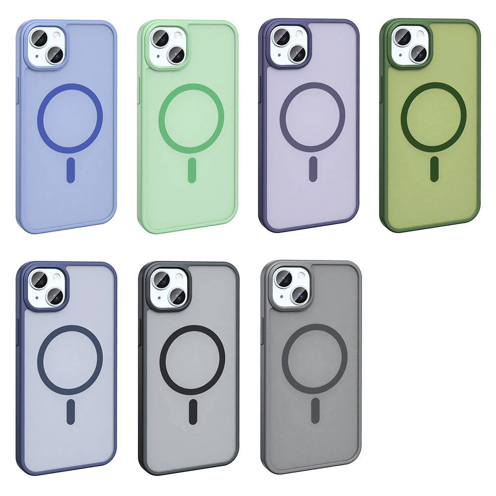 Apple iPhone 13 Kılıf Magsafe Şarj Özellikli Mat Arka Yüzey Zore Sio Kapak Lacivert