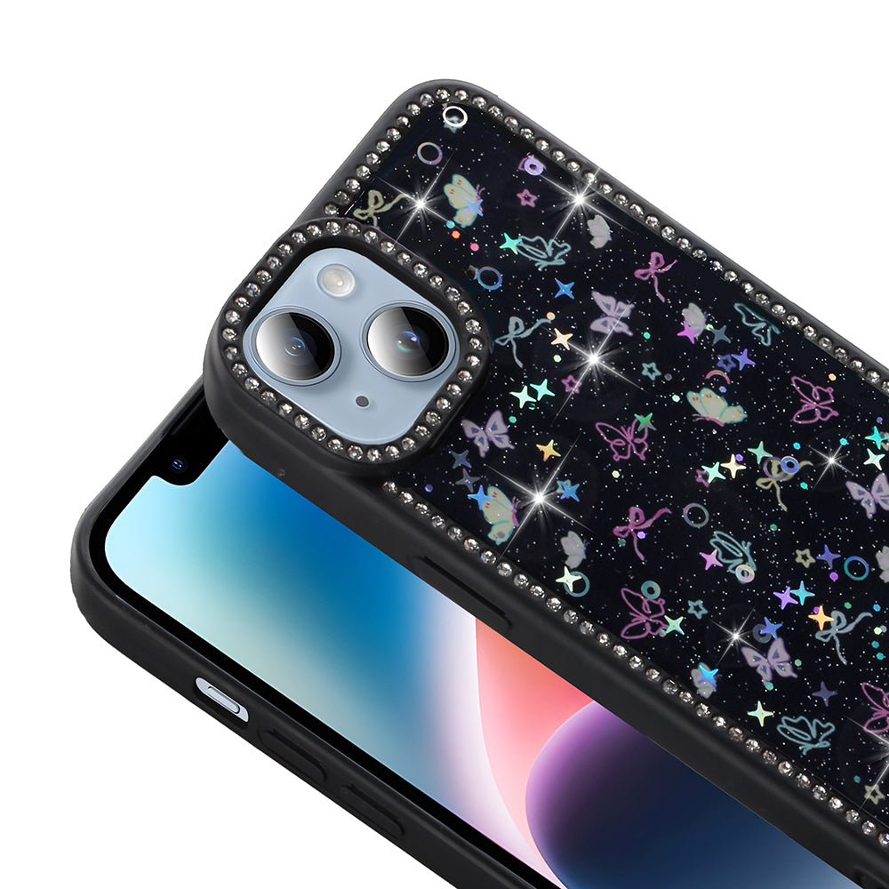 Apple iPhone 15 Kılıf Taşlı ve Simli Tasarım Zore Azra Kapak Gold