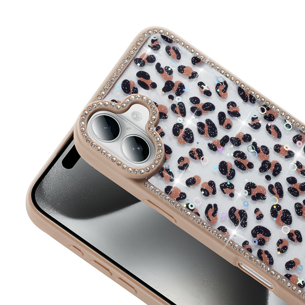 Apple iPhone 16 Plus Kılıf Taşlı ve Simli Tasarım Zore Azra Kapak Siyah