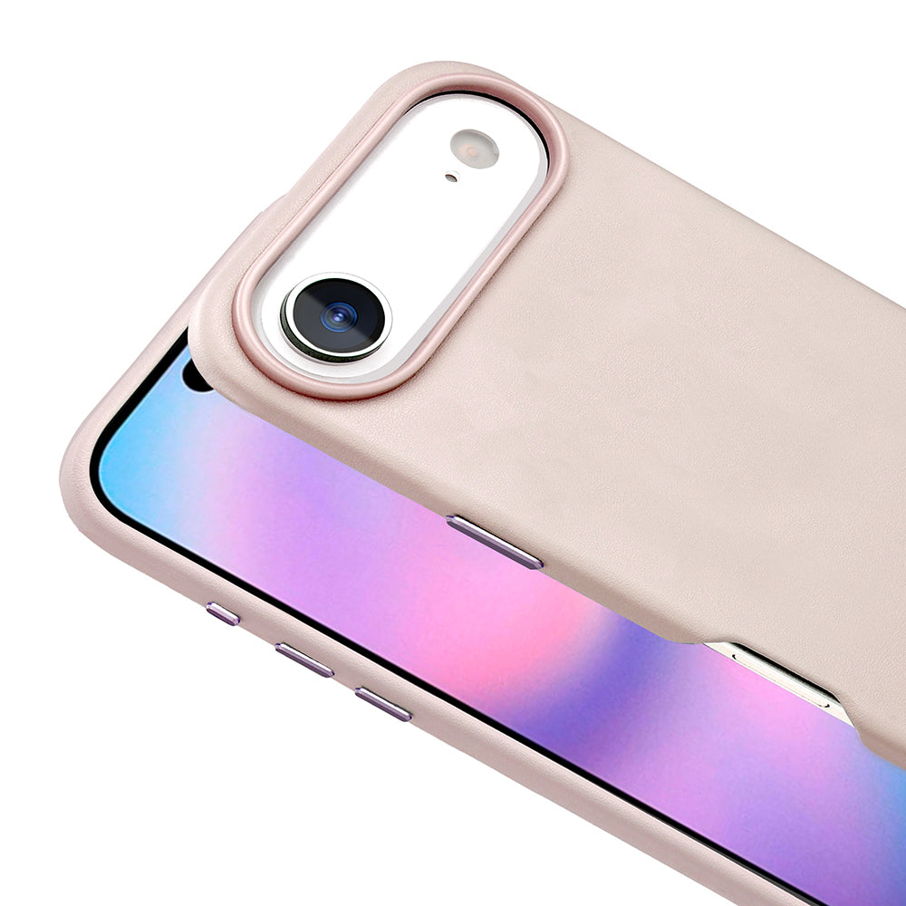 Apple iPhone 17 Air Kılıf M-safe Şarj Özellikli PU Deri Görünümlü Zore Kupra Kapak Mor