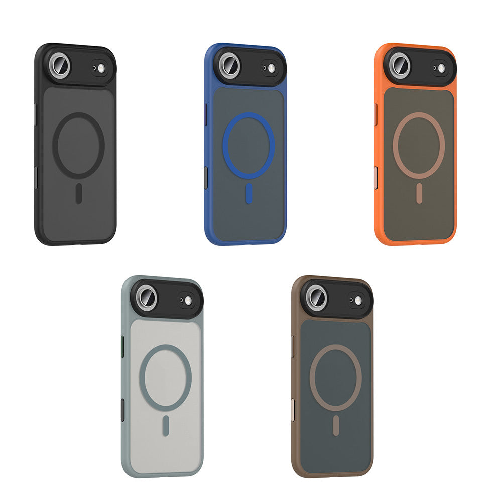 Apple iPhone 17 Air Kılıf Mat Arka Yüzey Wireless Şarj Özellikli Zore Flet M-safe Kapak Lacivert