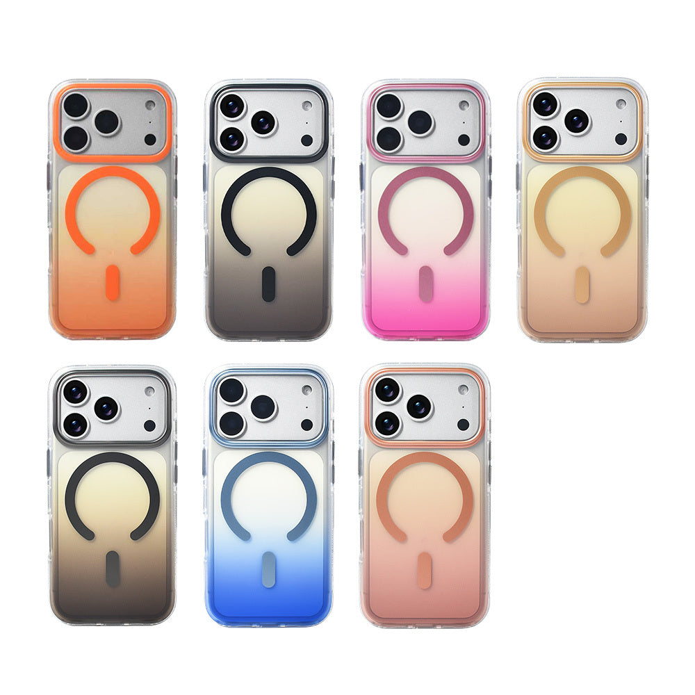 Apple iPhone 17 Pro Kılıf M-safe Şarj Özellikli Transparan Renk Geçişli Zore Toros Kapak Gri