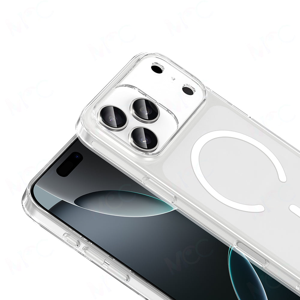 Apple iPhone 17 Pro Max Kılıf IC Çipli M-Safe Şarj Özellikli Şeffaf Kamera Çerçeveli Zore Toledo Kapak Şeffaf