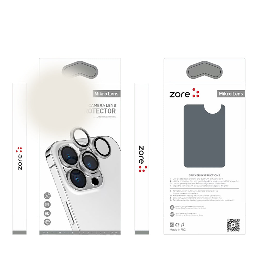 Apple iPhone 17 Zore Mikro Kamera Lens Koruyucu Gümüş