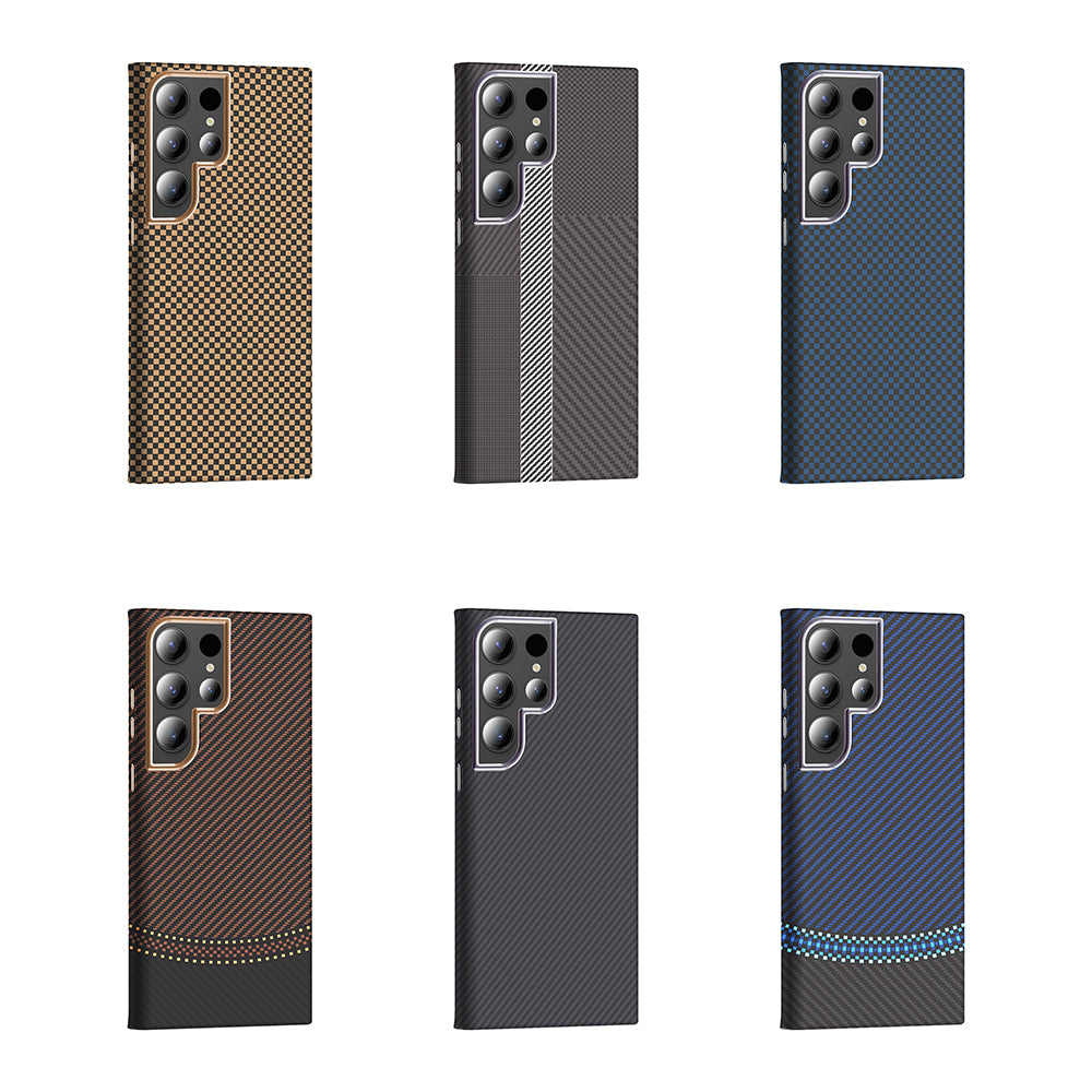 Galaxy S23 Ultra Kılıf M-safe Şarj Özellikli Karbon Fiber Görünümlü Zore Gros Kapak Siyah