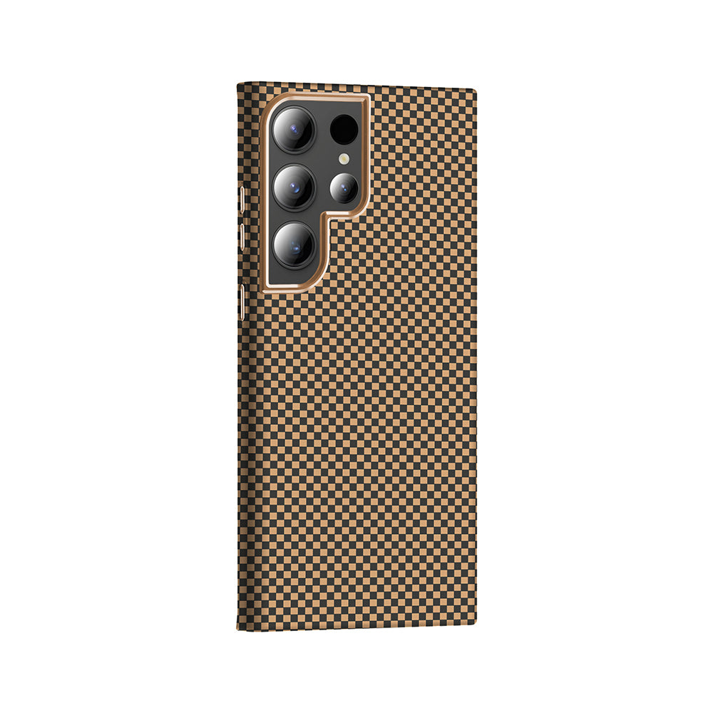 Galaxy S24 Ultra Kılıf M-safe Şarj Özellikli Karbon Fiber Görünümlü Zore Gros Kapak Gri-Siyah