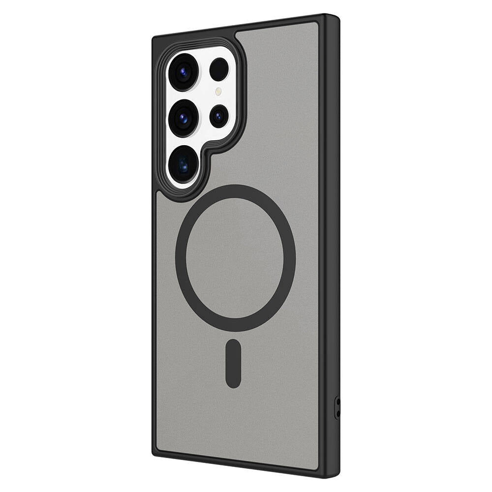 Galaxy S24 Ultra Kılıf Sert PC Arka Yüzey Wireless Şarj Özellikli Zore Flet Magsafe Kapak Siyah