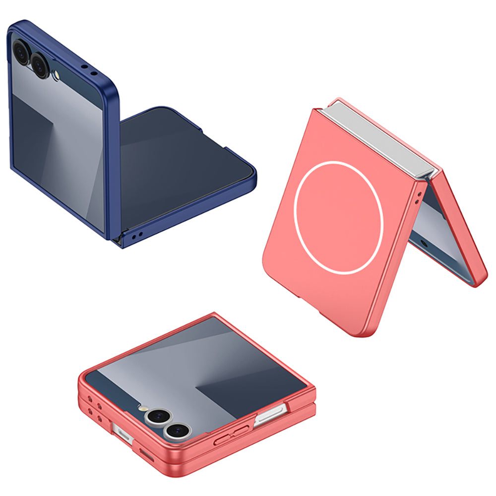 Galaxy Z Flip 7 Kılıf Wireless Şarj Özellikli Zore Kıpta M-safe Kapak Rose Gold