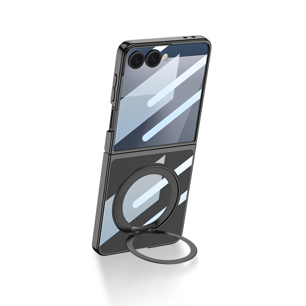 Galaxy Z Flip 7 M-safe Şarj Özellikli Zore Kıpta KPT-02 Standlı Kapak Siyah