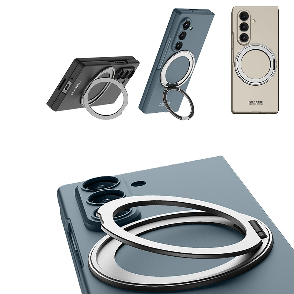 Galaxy Z Fold 7 Kılıf M-safe Şarj Özellikli Zore Kıpta Yüzüklü Kamera Korumalı Kapak Lacivert