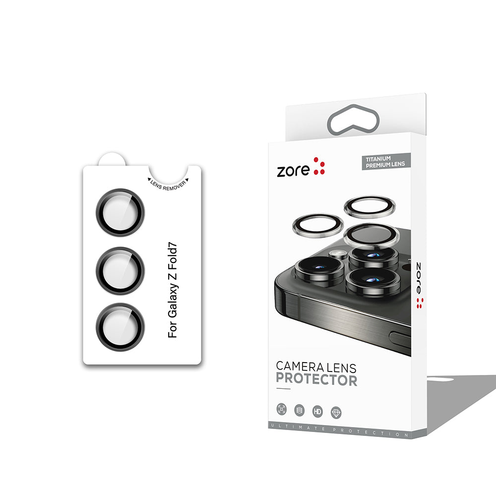 Galaxy Z Fold 7 Zore CL-12 Premium Safir Parmak İzi Bırakmayan Anti-Reflective Kamera Lens Koruyucu Siyah