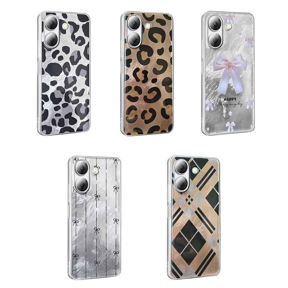 Xiaomi Redmi 13C Kılıf Desenli Zore Mep Kapak Gri Leopar