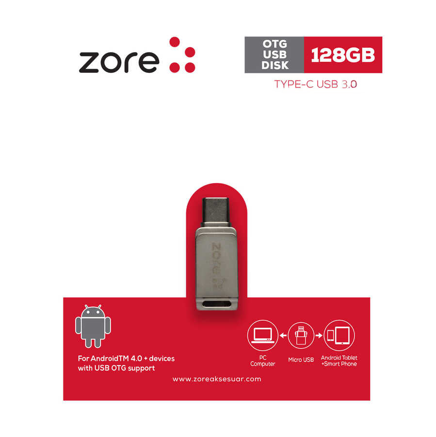 Zore 3.0 Type-C Metal OTG 128 GB Gümüş
