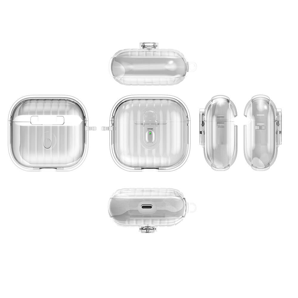 Airpods 4 Kılıf Kenarları Renkli Şeffaf Dilimli Silikon Zore Airbag 40 Kılıf Şeffaf