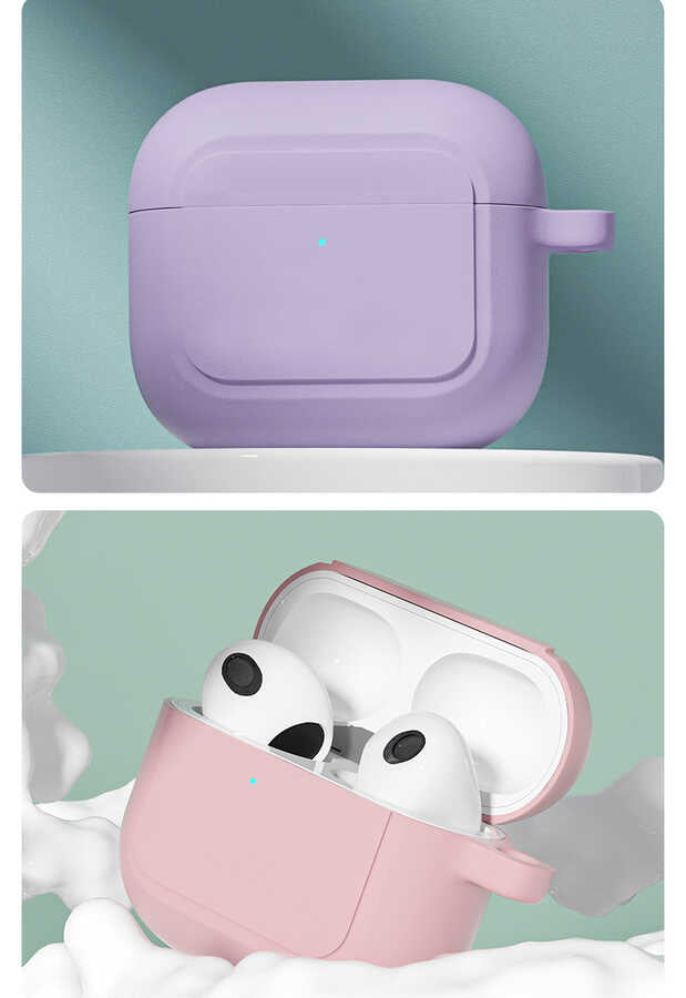Apple Airpods 3. Nesil Kılıf Zore Airbag 23 Kılıf Pembe Açık