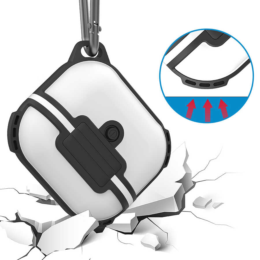 Apple Airpods 3. Nesil Zore Airbag 16 Silikon 1-1 Su Geçirmez Kılıf Beyaz