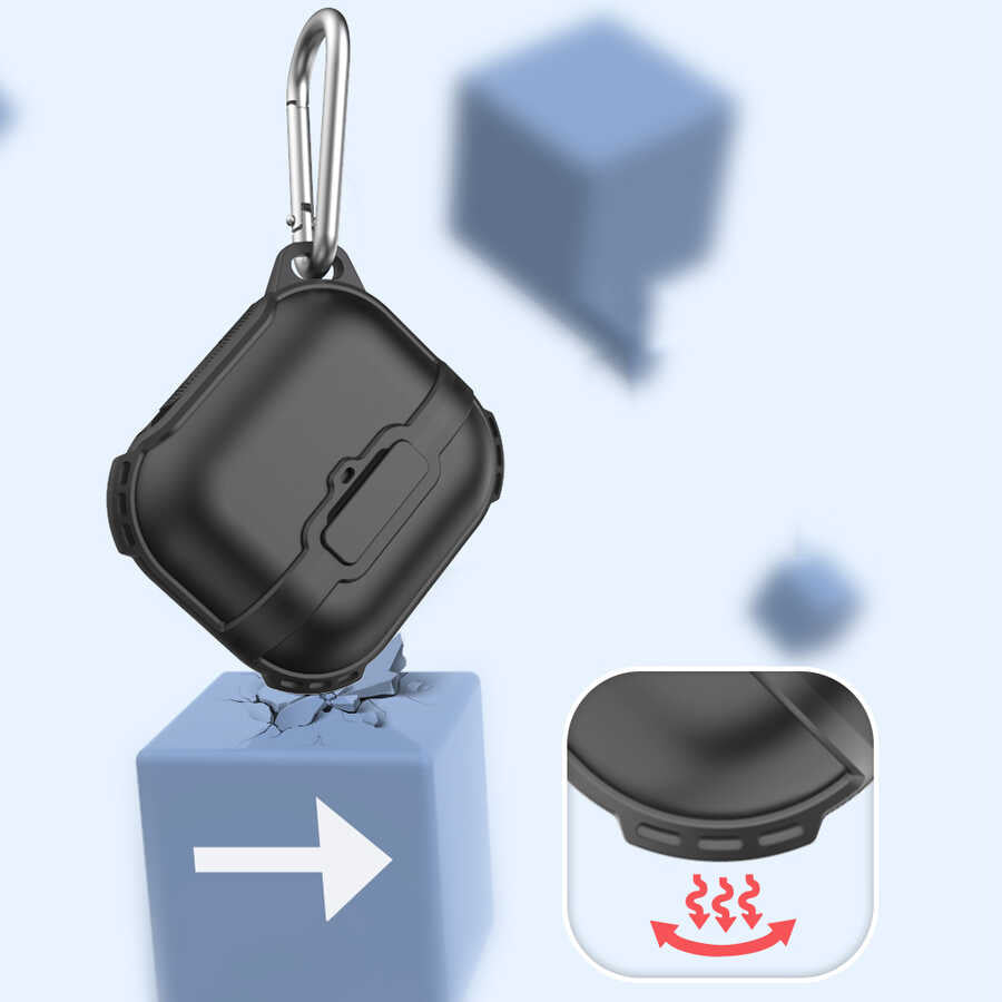 Apple Airpods 3. Nesil Zore Airbag 16 Silikon 1-1 Su Geçirmez Kılıf Siyah