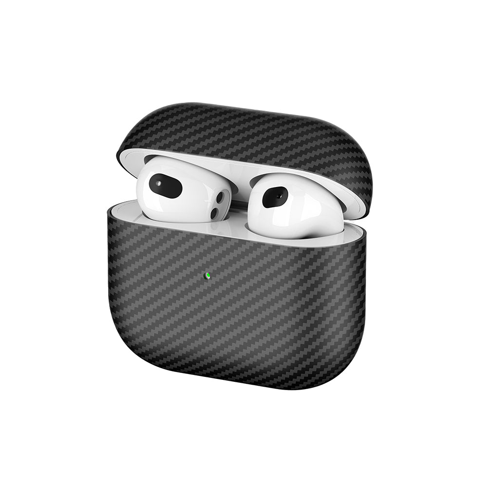 Apple Airpods 3. Nesil Zore Airbag 43 600D Karbon Fiber Kulaklık Kılıfı Siyah