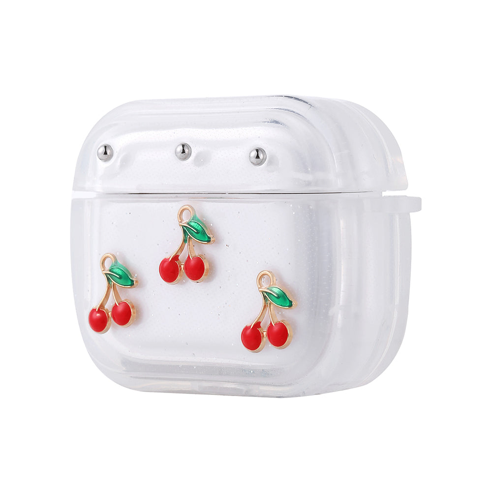 Apple Airpods 3. Nesil Zore Airbag 44 Airbag Tasarımlı Simli Şeffaf Kutup Kılıf Kiraz