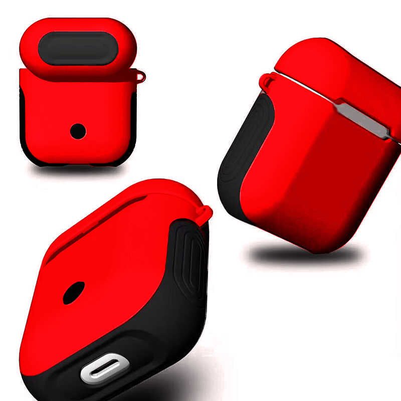 Apple Airpods Kılıf Zore Shockproof Silikon Kırmızı
