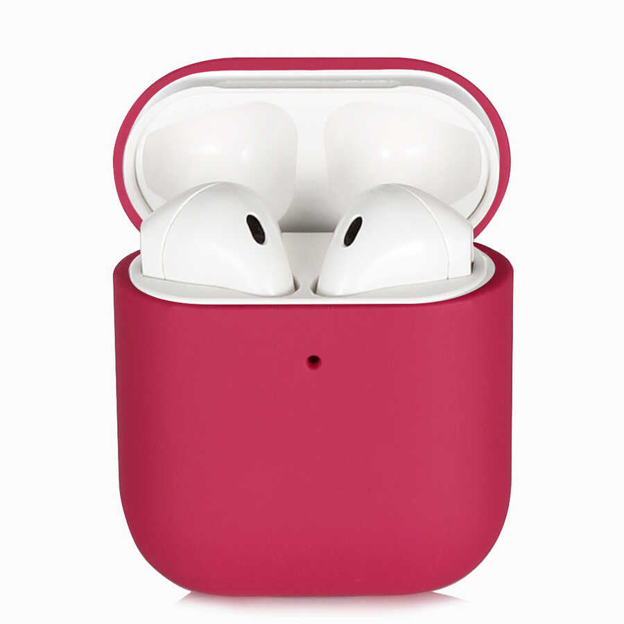 Apple Airpods Kılıf Zore Silk Silikon Pembe Koyu
