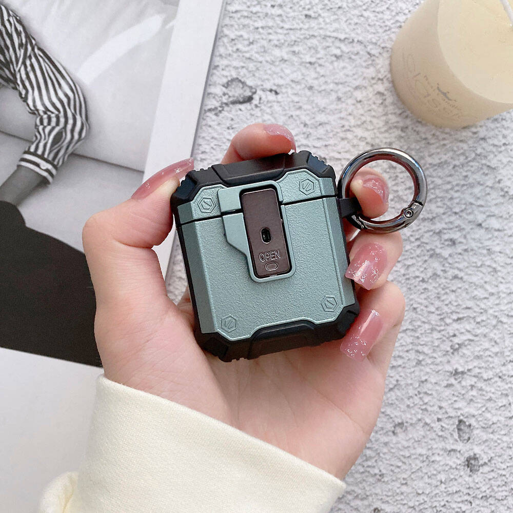 Apple Airpods Zore Airbag 35 Darbelere Karşı Dayanıklı Düğmeli Kılıf Siyah