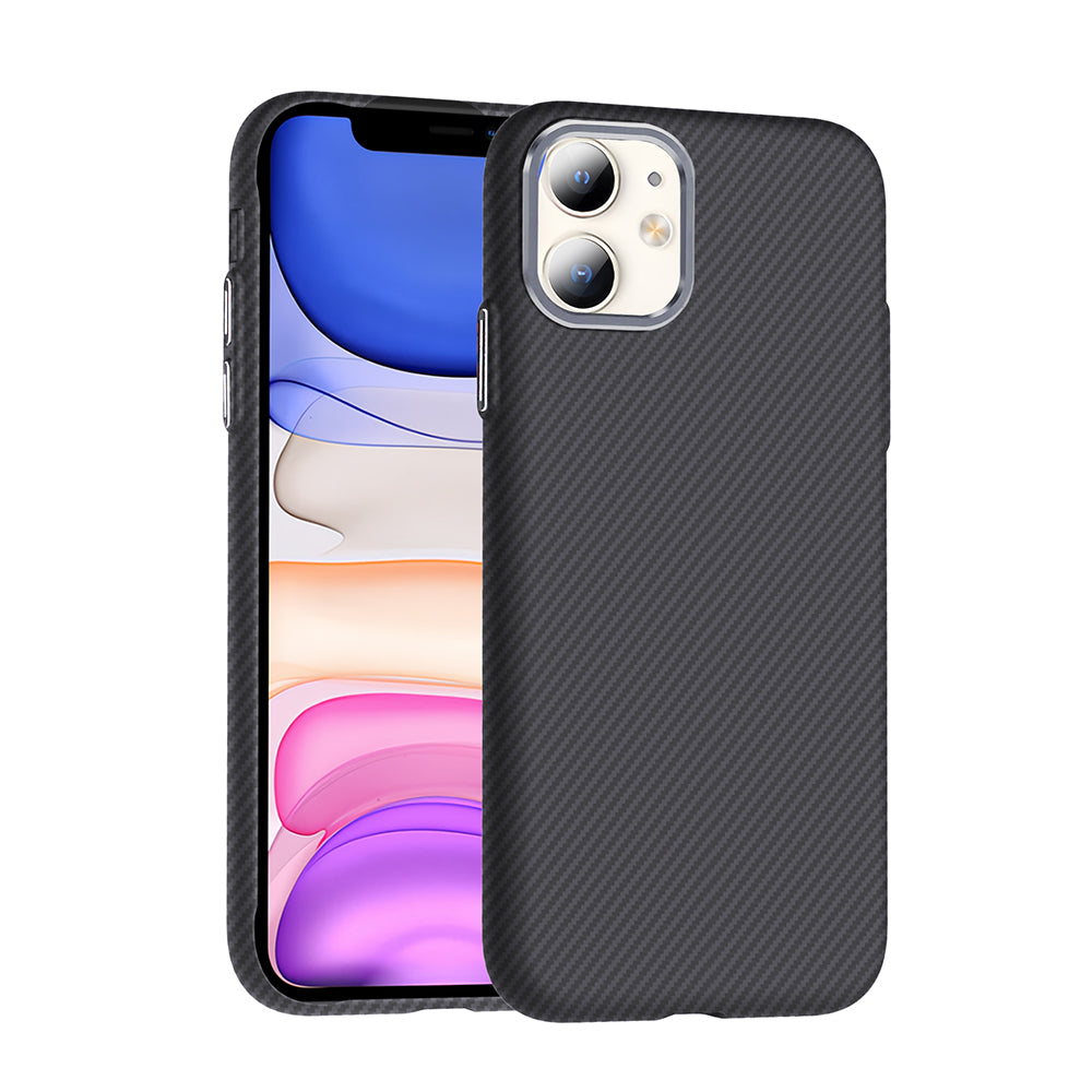 Apple iPhone 11 Kılıf M-safe Şarj Özellikli Karbon Fiber Görünümlü Zore Gros Kapak Lacivert