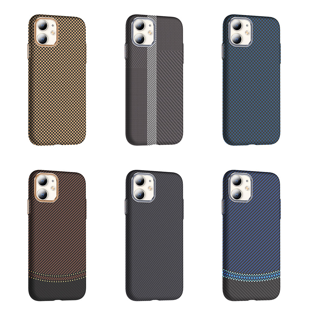 Apple iPhone 11 Kılıf M-safe Şarj Özellikli Karbon Fiber Görünümlü Zore Gros Kapak Desert Titanyum