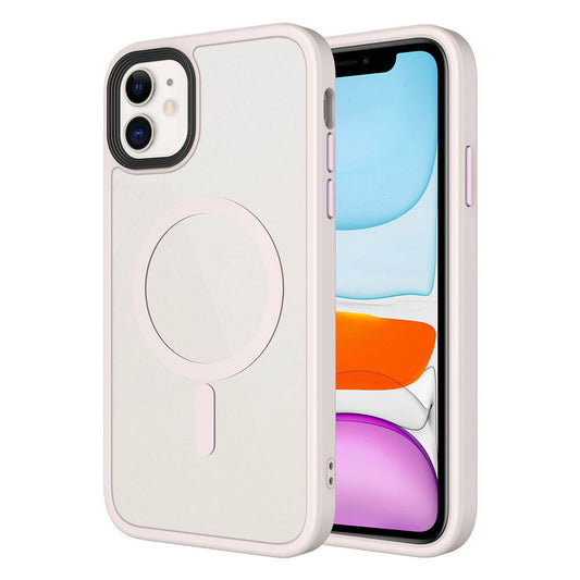 Apple iPhone 11 Kılıf Mat Arka Yüzey Wireless Şarj Özellikli Zore Flet Magsafe Kapak Pembe