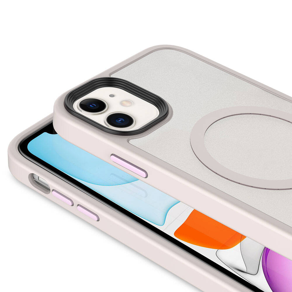 Apple iPhone 11 Kılıf Mat Arka Yüzey Wireless Şarj Özellikli Zore Flet Magsafe Kapak Pembe