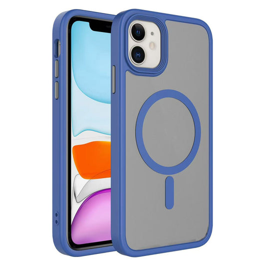 Apple iPhone 12 Kılıf Mat Arka Yüzey Wireless Şarj Özellikli Zore Flet Magsafe Kapak Lacivert