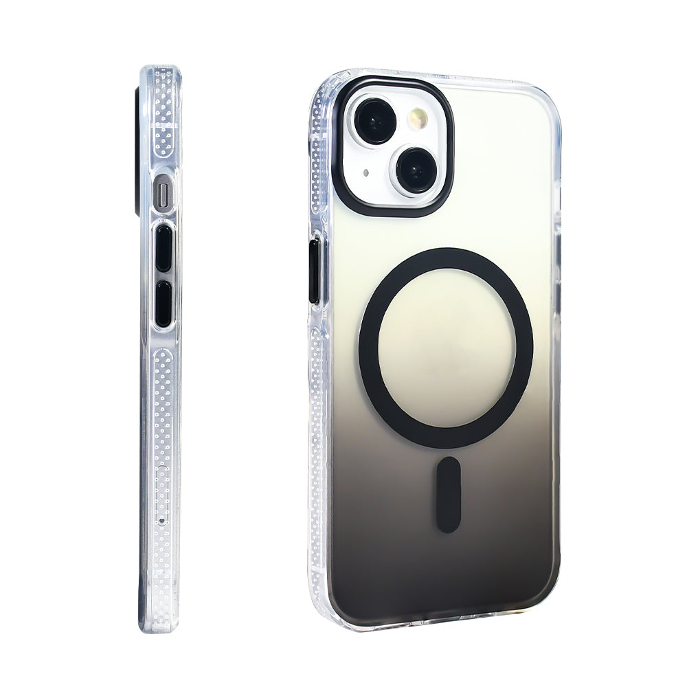 Apple iPhone 13 Kılıf M-safe Şarj Özellikli Transparan Renk Geçişli Zore Toros Kapak Rose Gold