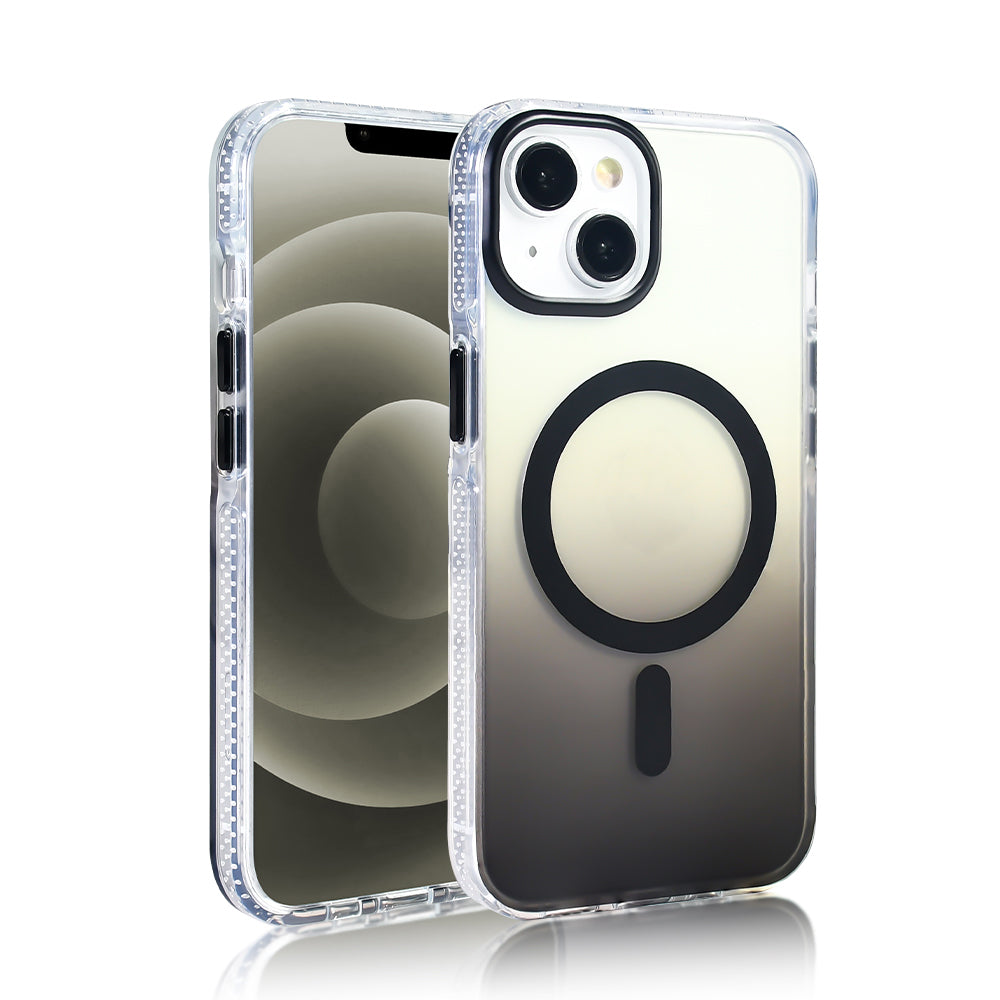 Apple iPhone 13 Kılıf M-safe Şarj Özellikli Transparan Renk Geçişli Zore Toros Kapak Mor