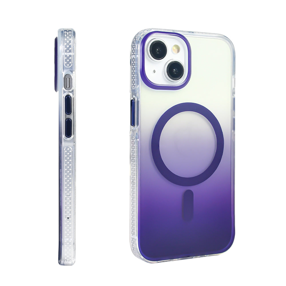 Apple iPhone 13 Kılıf M-safe Şarj Özellikli Transparan Renk Geçişli Zore Toros Kapak Rose Gold