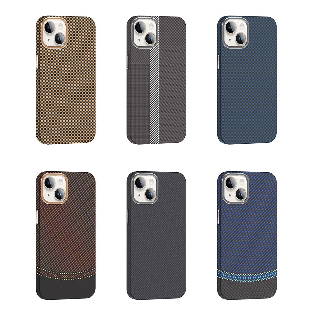 Apple iPhone 13 Kılıf M-safe Şarj Özellikli Karbon Fiber Görünümlü Zore Gros Kapak Lacivert