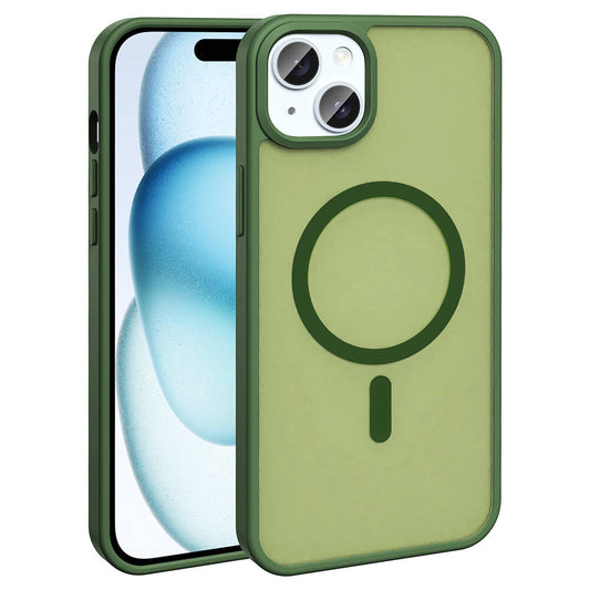 Apple iPhone 13 Kılıf Magsafe Şarj Özellikli Mat Arka Yüzey Zore Sio Kapak Koyu Yeşil