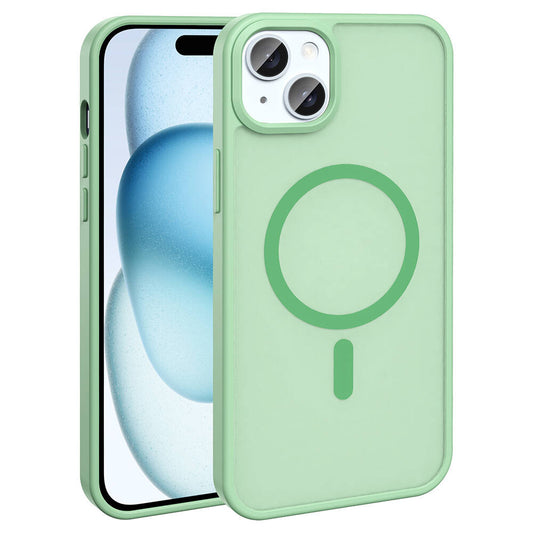Apple iPhone 13 Kılıf Magsafe Şarj Özellikli Mat Arka Yüzey Zore Sio Kapak Açık Yeşil