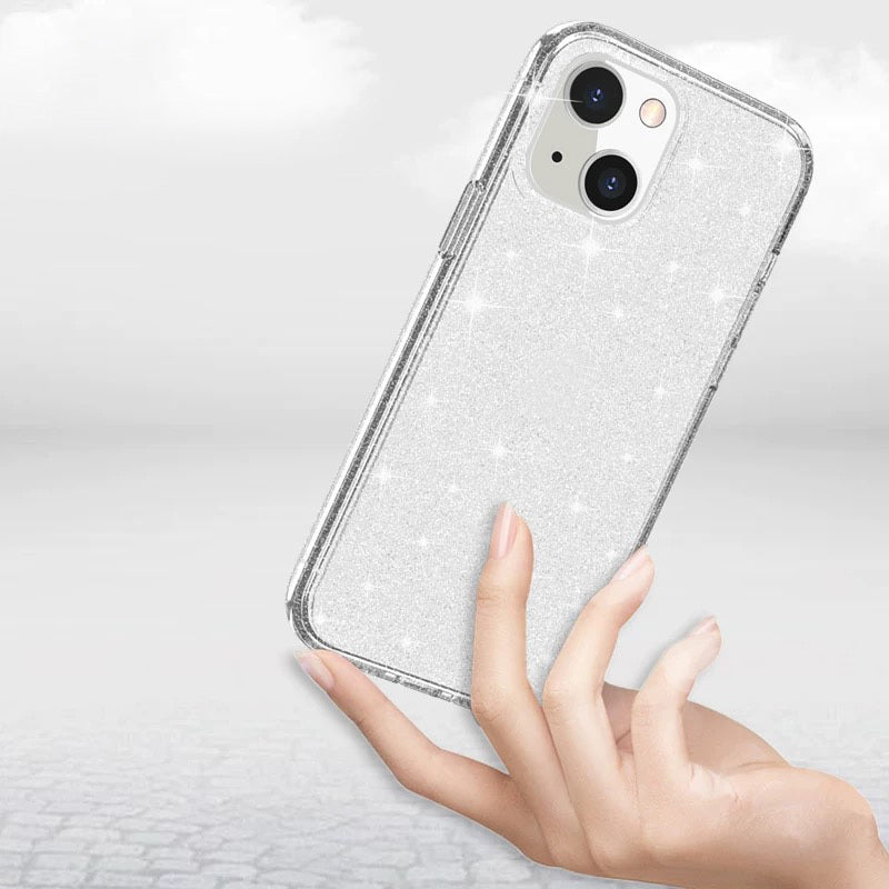 Apple iPhone 13 Kılıf Parlayan Simli Şeffaf Zore Redos Kapak Şeffaf