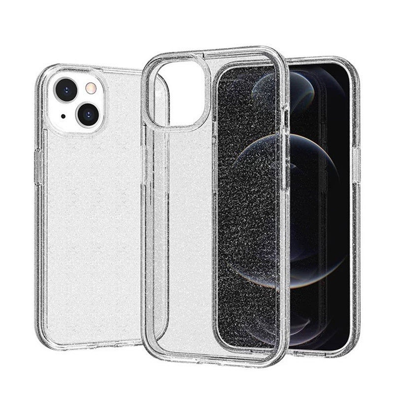 Apple iPhone 13 Kılıf Parlayan Simli Şeffaf Zore Redos Kapak Şeffaf