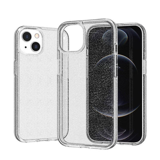 Apple iPhone 13 Kılıf Parlayan Simli Şeffaf Zore Redos Kapak Şeffaf