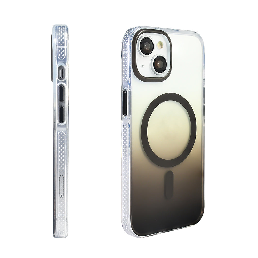 Apple iPhone 14 Kılıf M-safe Şarj Özellikli Transparan Renk Geçişli Zore Toros Kapak Mor