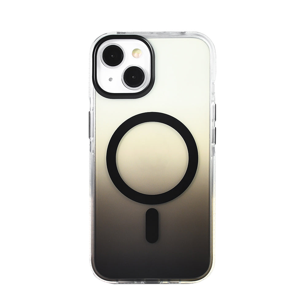 Apple iPhone 14 Kılıf M-safe Şarj Özellikli Transparan Renk Geçişli Zore Toros Kapak Siyah