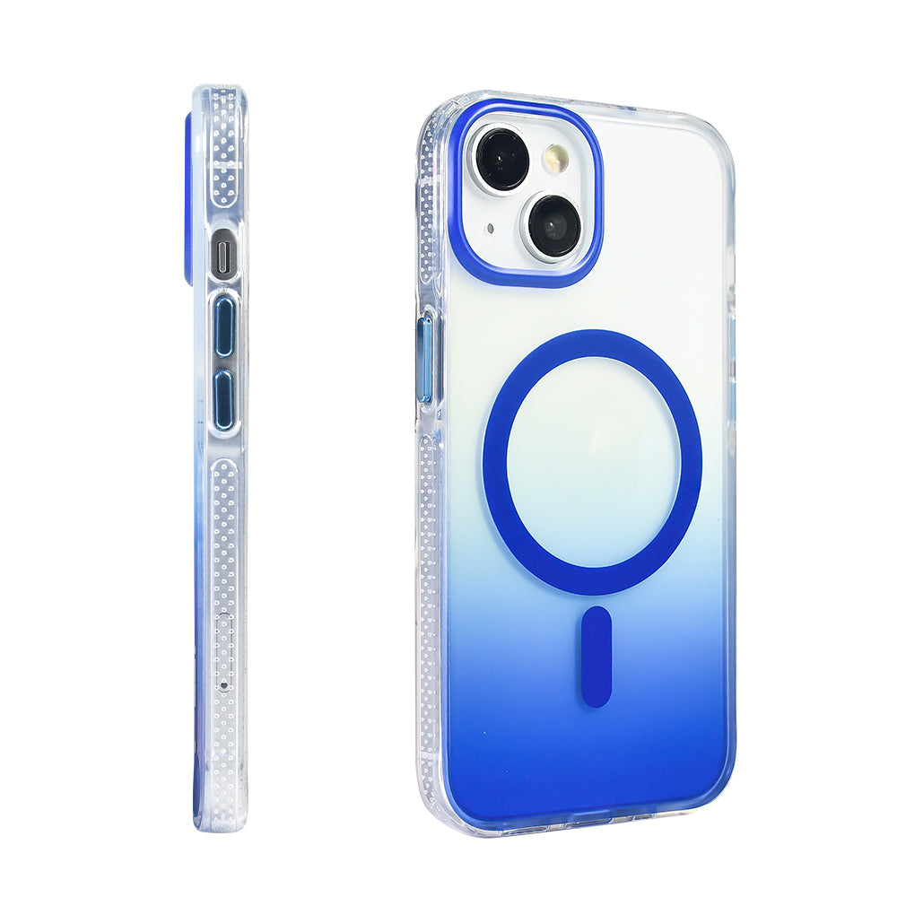 Apple iPhone 14 Kılıf M-safe Şarj Özellikli Transparan Renk Geçişli Zore Toros Kapak Rose Pembe