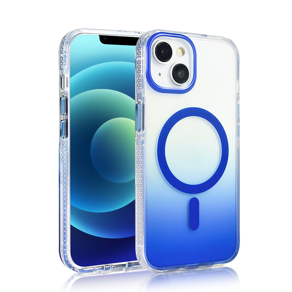 Apple iPhone 14 Kılıf M-safe Şarj Özellikli Transparan Renk Geçişli Zore Toros Kapak Rose Pembe