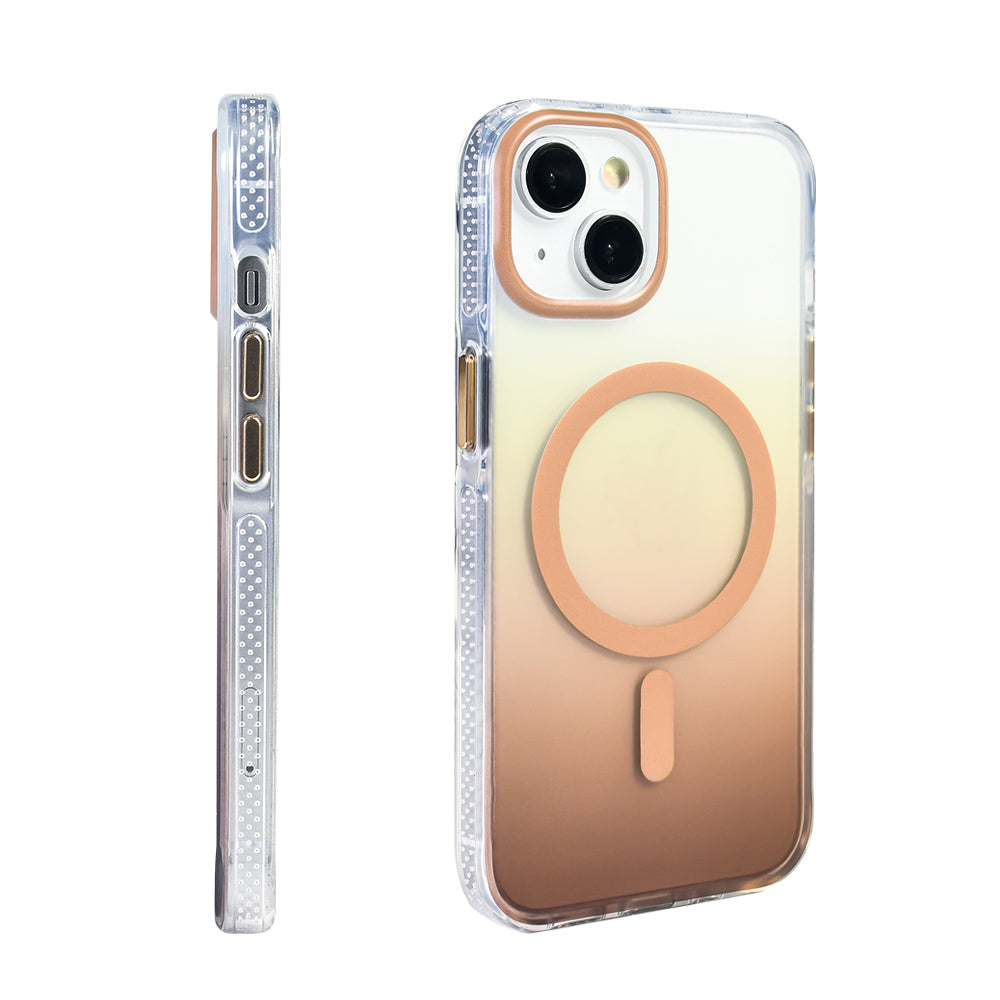 Apple iPhone 14 Kılıf M-safe Şarj Özellikli Transparan Renk Geçişli Zore Toros Kapak Gri