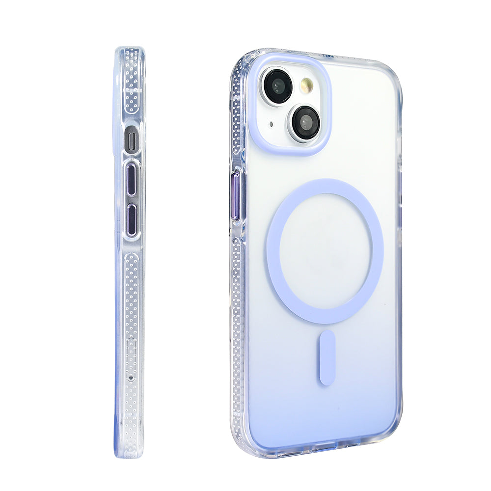 Apple iPhone 14 Kılıf M-safe Şarj Özellikli Transparan Renk Geçişli Zore Toros Kapak Siyah