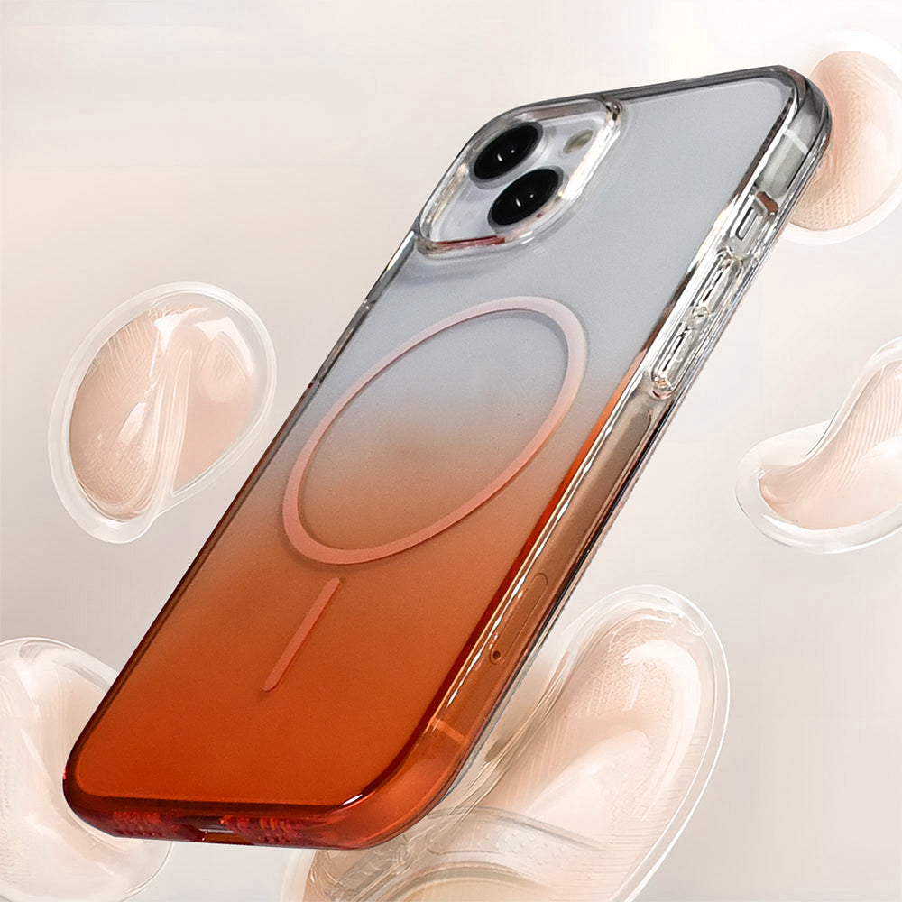 Apple iPhone 14 Kılıf M-Safe Şarj Özellikli Zore Septik Silikon Kapak Turuncu