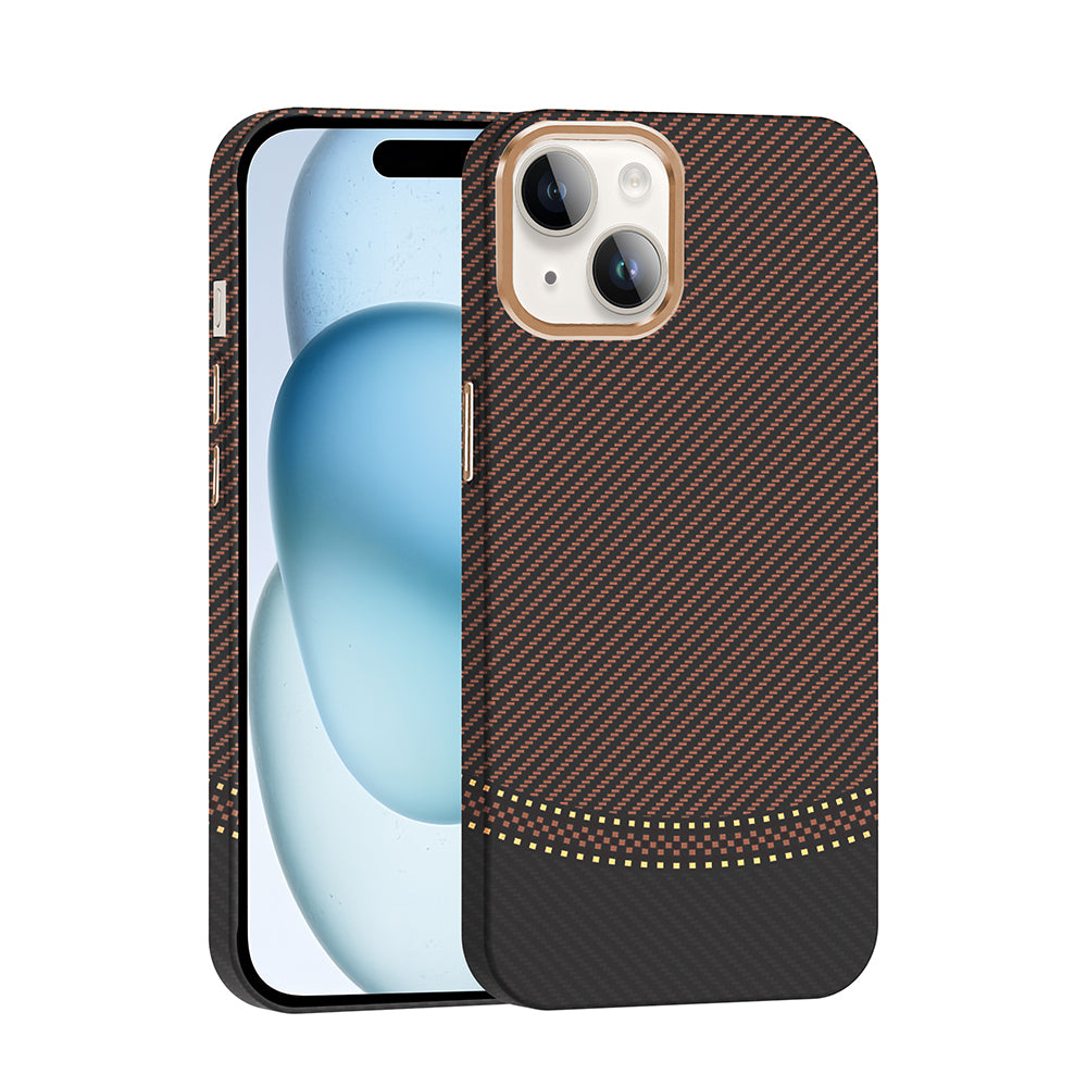 Apple iPhone 14 Kılıf M-safe Şarj Özellikli Karbon Fiber Görünümlü Zore Gros Kapak Siyah