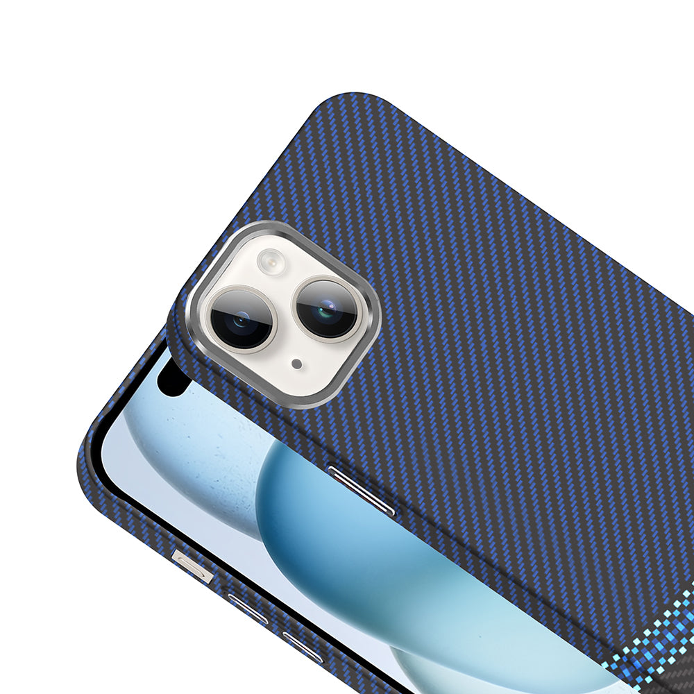 Apple iPhone 14 Kılıf M-safe Şarj Özellikli Karbon Fiber Görünümlü Zore Gros Kapak Desert Titanyum