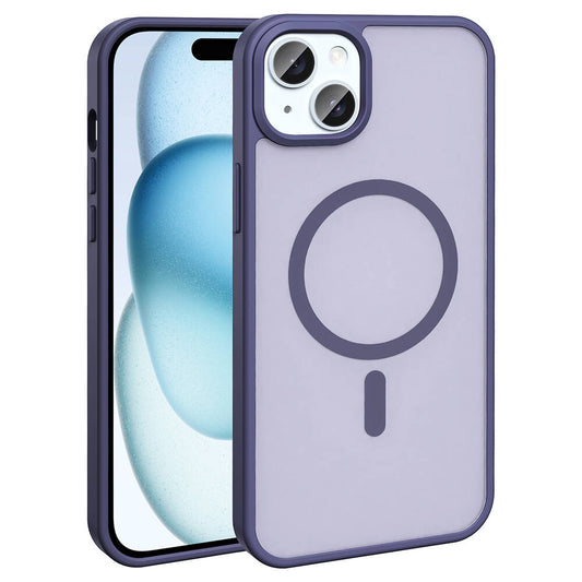 Apple iPhone 14 Kılıf Magsafe Şarj Özellikli Mat Arka Yüzey Zore Sio Kapak Koyu Mor